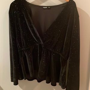 Shein black sparkle 2X velvet top